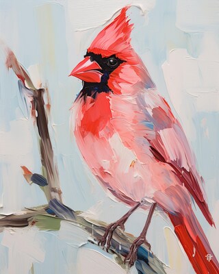 In Loving Memory Cardinal - Giclee Fine Art Print on Heavy Fine Art Paper - Original Art by Tiffany Bohrer, Tipsy - image1